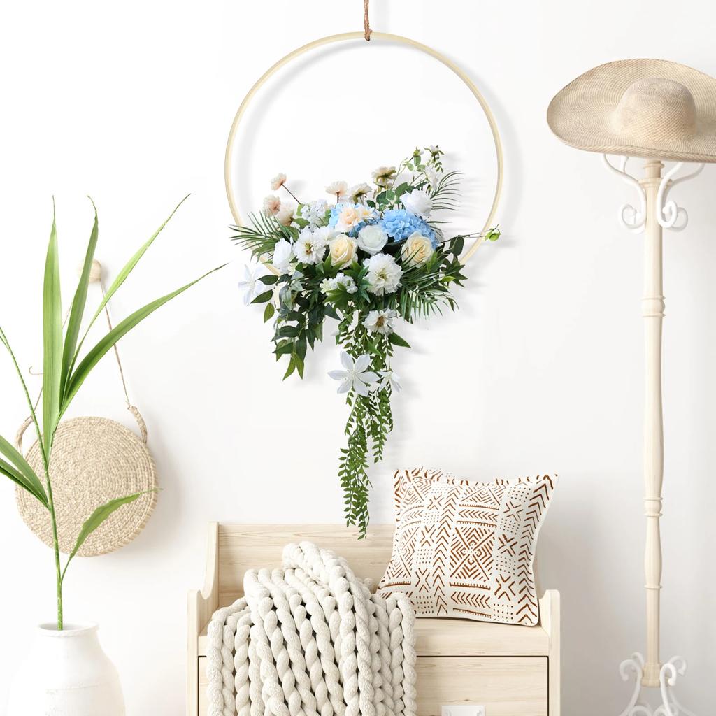 18Pcs Bamboo Rings Set 6 Sizes DIY Bamboo Hoops Set Multipurpose Bamboo Wreath Smooth Craft Hoop for DIY Wedding Wreath Decor