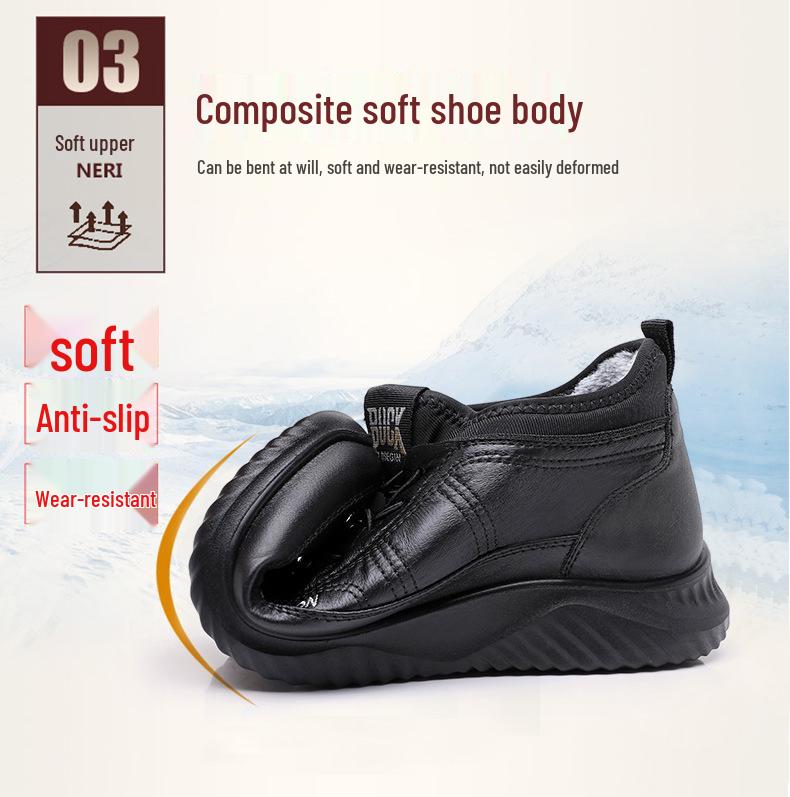 Winter Thickened Waterproof Non-Slip Velvet Lined Shoes - Soft Sole Plus Size for Middle-Aged and Elderly