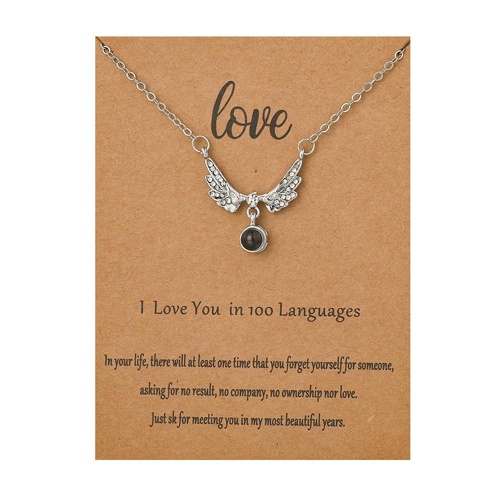 Christmas Swan Elk Love Language I Love You Projection Necklace Pendant Clavicle Chain