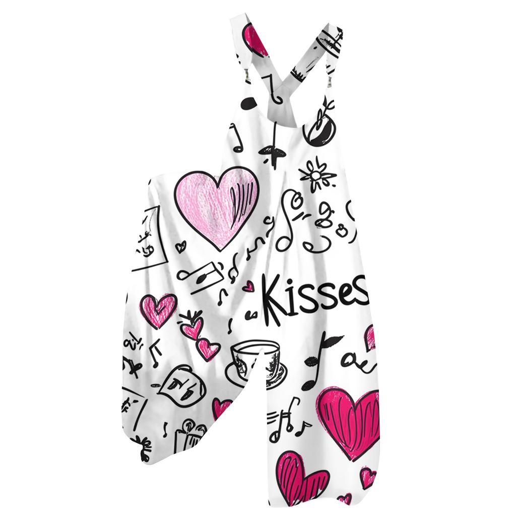 Salopette Imprimé Vintage pour Femme, Bretelles Non Réglables,