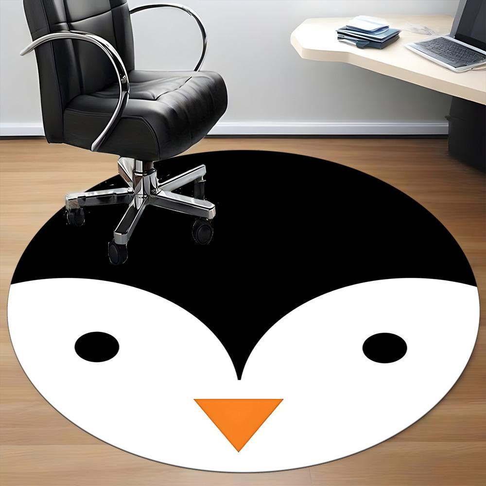 1pc Penguin Chick Office Round Area Rug, Indoor Mat Suitable For Office, Under Office Chairs Bedroom Living Room Home Decor, Room Deco161