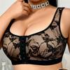 Plus Size Wireless Front Closure Bra for Women Floral Lace Adjustable Breathable Cutout Back Comfort Tank Intimates