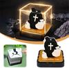 Desk Calendar With LED Lights, Halloween Cat Sculpture 3D Tear Calendar Paper Carving Art Notepad, Gift Halloween Home Desktop Decoration
