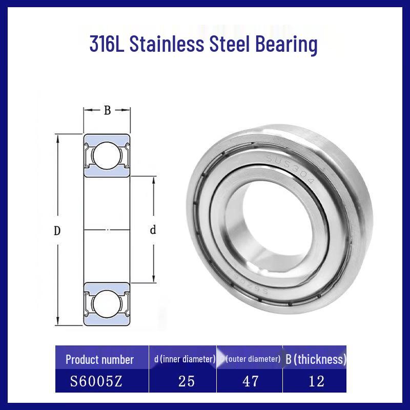 

S6005ZZ 316L Stainless Steel Deep Groove Ball Bearing