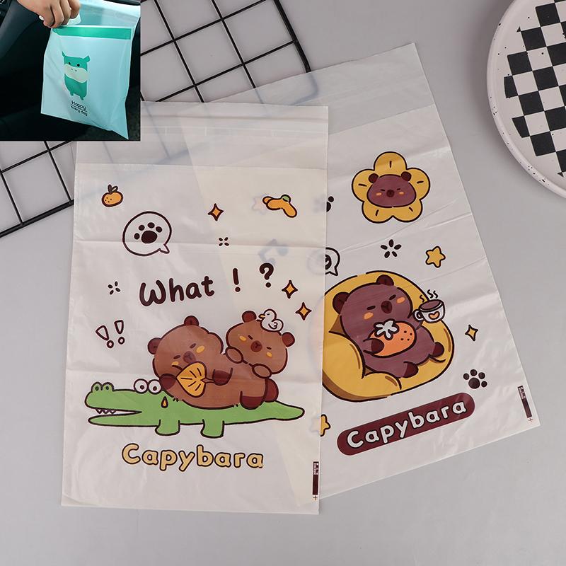 15/30Pcs Portable Universal Auto Door Seat Household Thickened Desktop Trash Can Cartoon Capybara Car Disposable Garbage Bag