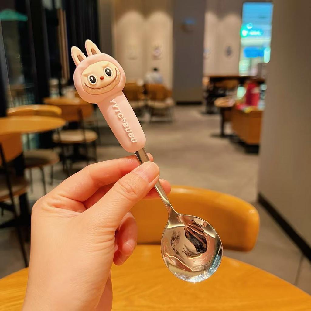 Cute 304 Stainless Steel Forks, Spoons and Chopsticks Cartoon Student and Children's Convenient Tableware Set