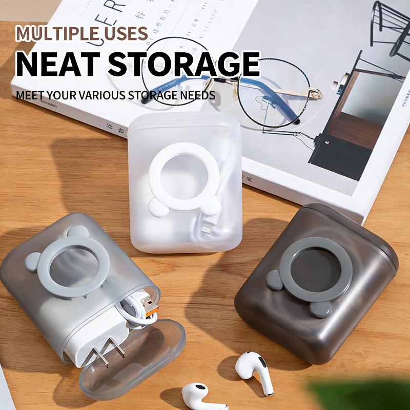 Data Cable Storage Box Dustproof Multi-Purpose Mobile Phone Holder Space Saving Small Object Earring Jewelry Strap Organizer
