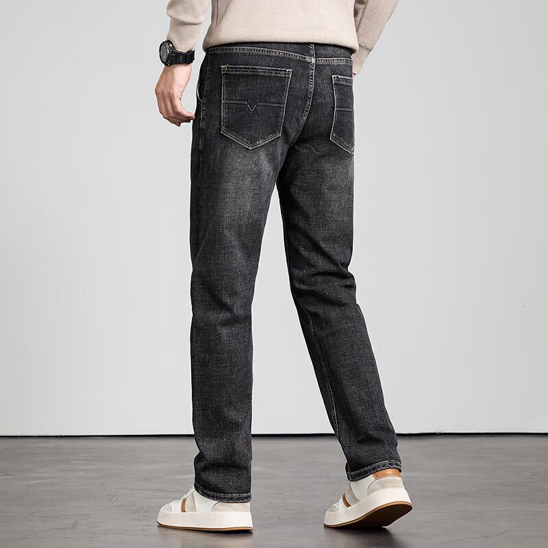 FaPai Men's High-Cotton Washed Straight-Leg Jeans