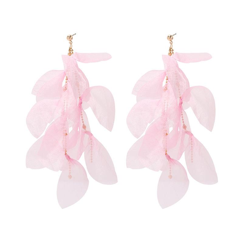 Less Heart Temperament Fringed Fabric Earrings, Handmade Niche Long Fairy Earrings
