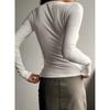 Autumn and Winter New Button-ribbed Slim-fit Knitted Long-sleeved Women's Comfortable Soft Bottoming Shirt
