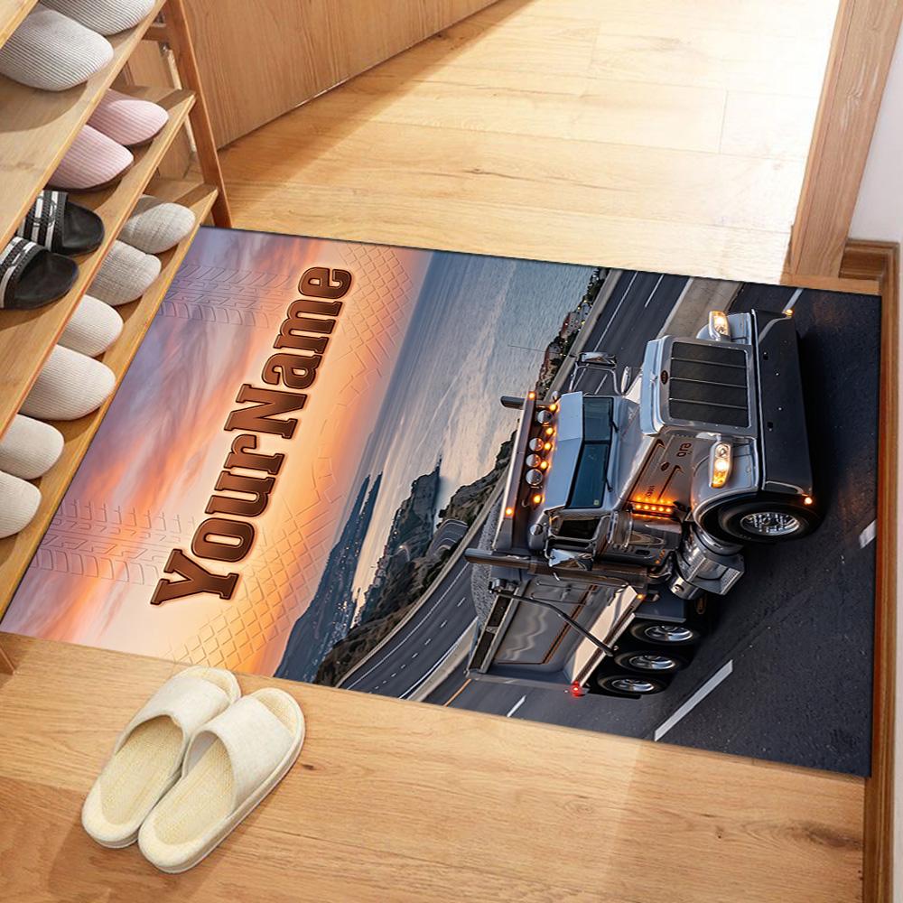 Peterbilt Heavy Trucks Customize Your Name Carpet Perfect for Game Room Decorate Room Bedrooms Playrooms Anti-slip Rug Office Home Decor