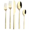 5Pcs Dinnerware Set Stainless Steel Tableware Set Knife Fork Spoon Dinner Set Black Gold Cutlery Set Kitchen Service for 6