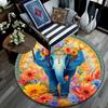 Elephant Round Area Rug,Carpet Rug for Living Room Bedroom Sofa Playroom Decor,Non-slip Floor Mat