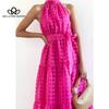 Evropská americká léto Nové pro volný čas Špičkové šaty bez rukávů v pase Velká houpačka Lehký vítr Plážové prázdninové šaty ke krku