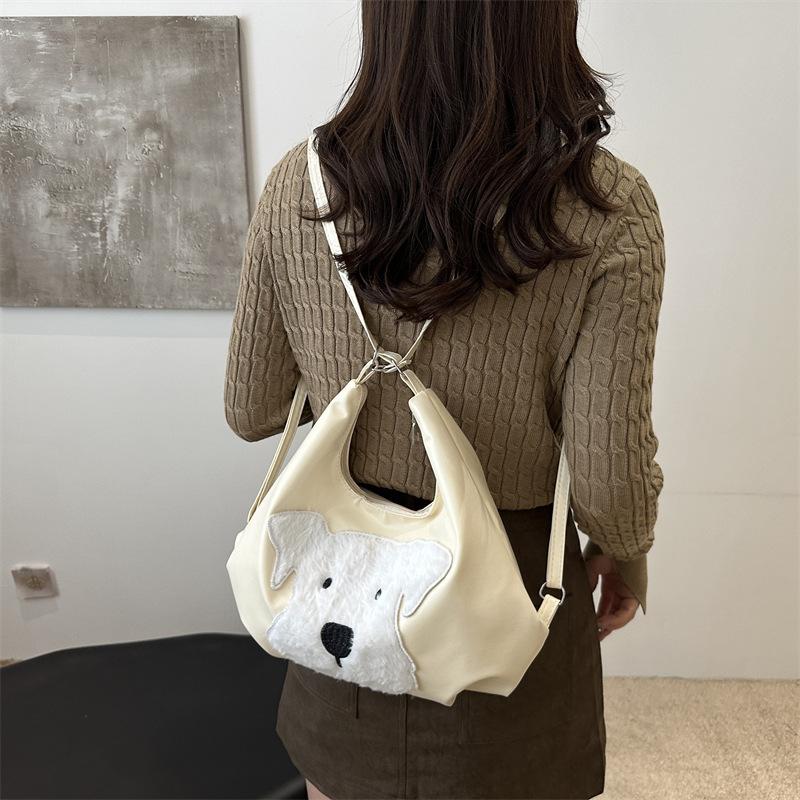 Dog Vintage Cartoon Pattern Underarm Bag Tote Bag Large Capacity Daily For