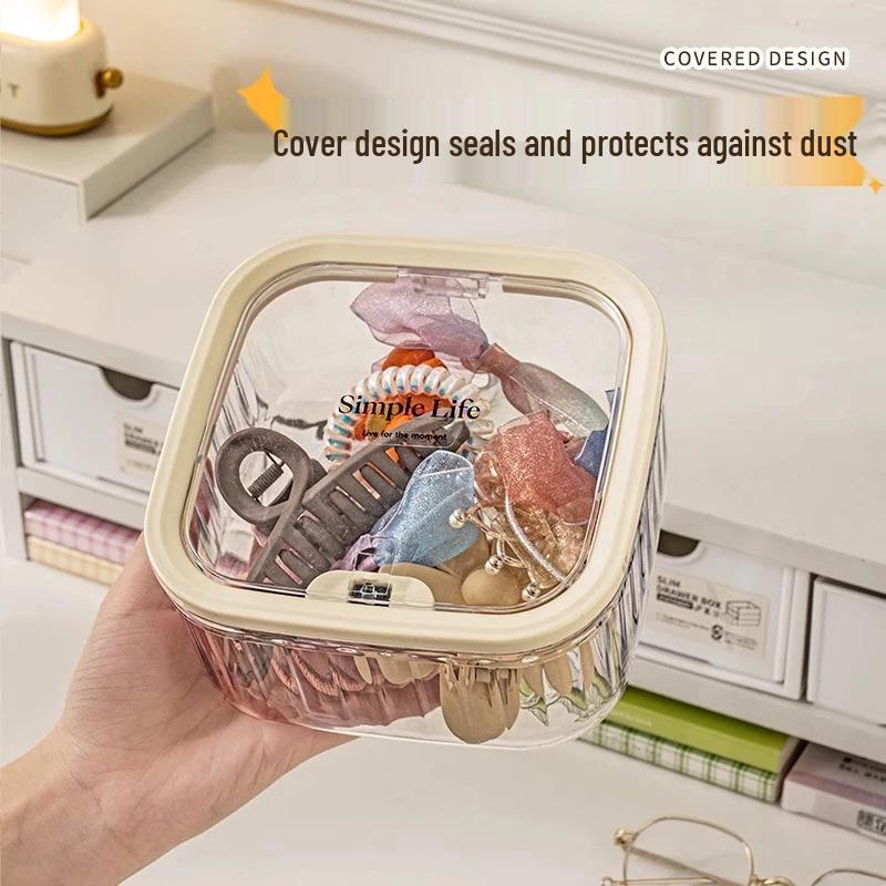 Boîte à bijoux de grande capacité: Rangement transparent pour accessoires de coiffure, colliers et couvre-chefs avec couvercle