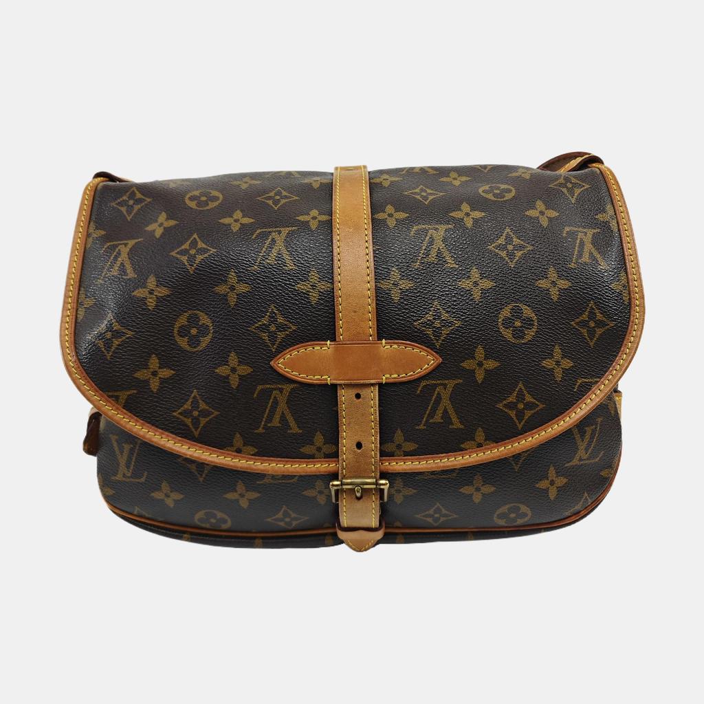 [Pre-Owned] Monogram Saumur 30 Iconic Classic Logo Print Adjustable Shoulder Strap Canvas And Leather Messenger Bag - Fair #Z238QN