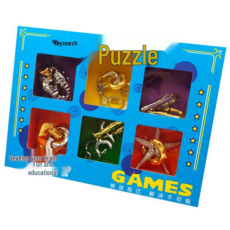 Kongming Lock Puzzle Set: Nine Interlocking Alloy Rings - Educational Disentanglement Toy