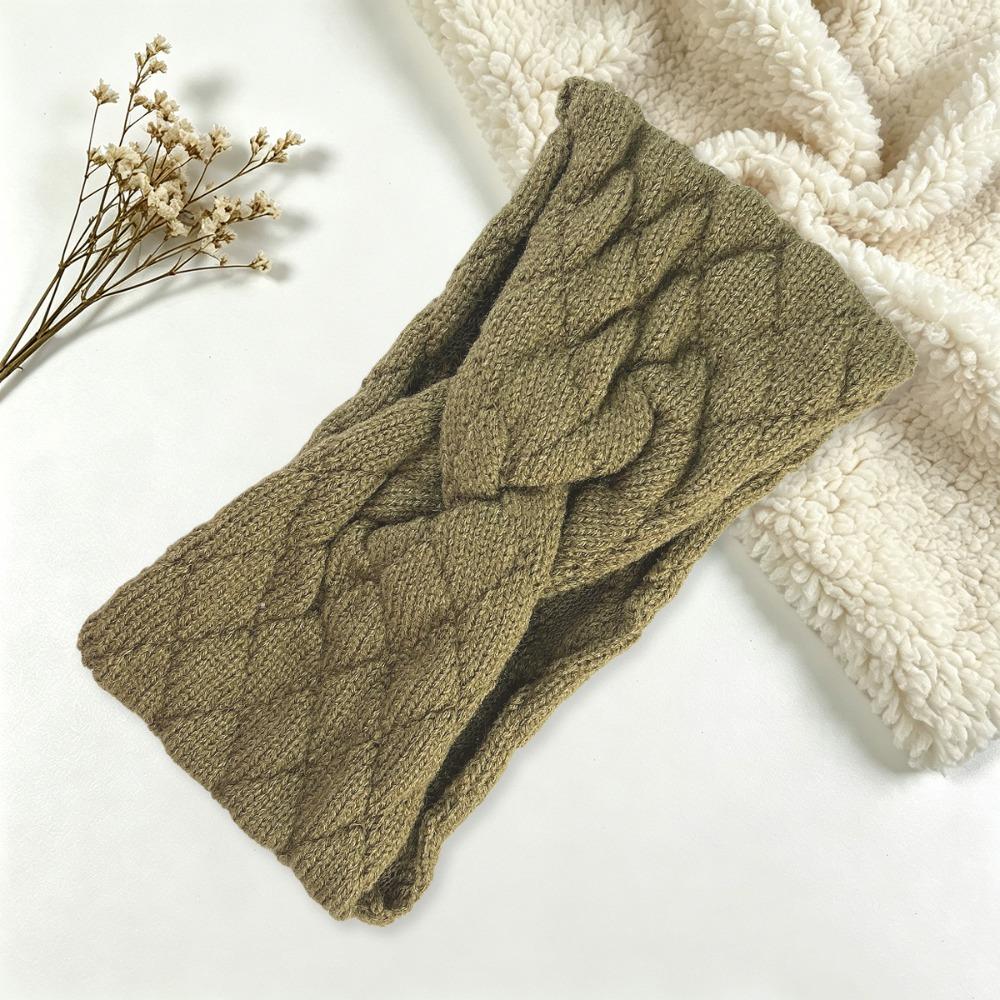 Twisted Front Knitted Headband Cable Knit Turban Headband Ear Warmer Headband Hair Accessories хаки