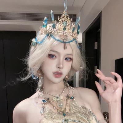 Crown Crown Lolita Blue Rhinestone Hair Crown Crown Crown Photo galvassegas galvassegas