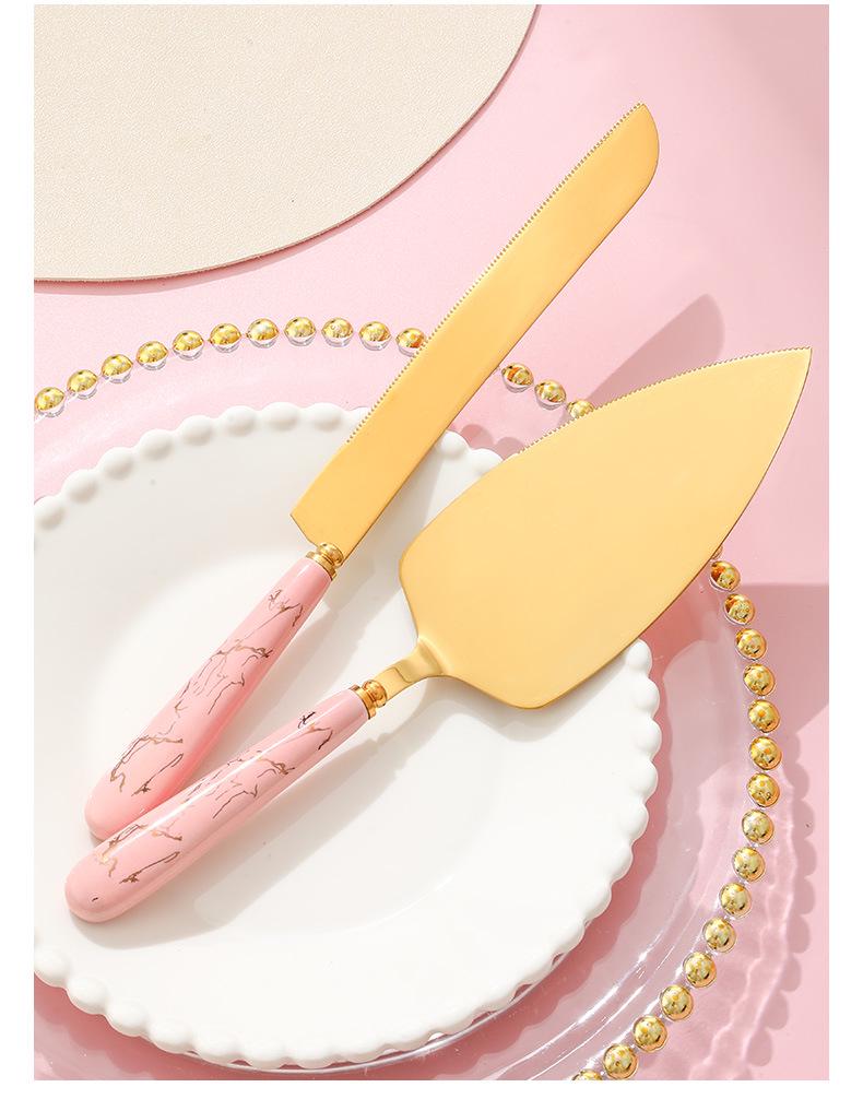 Stainless Steel Cake & Cheese Knife Set with Ceramic Handle - Includes Spatula, Pizza, and Pastry Knives in Gift Box