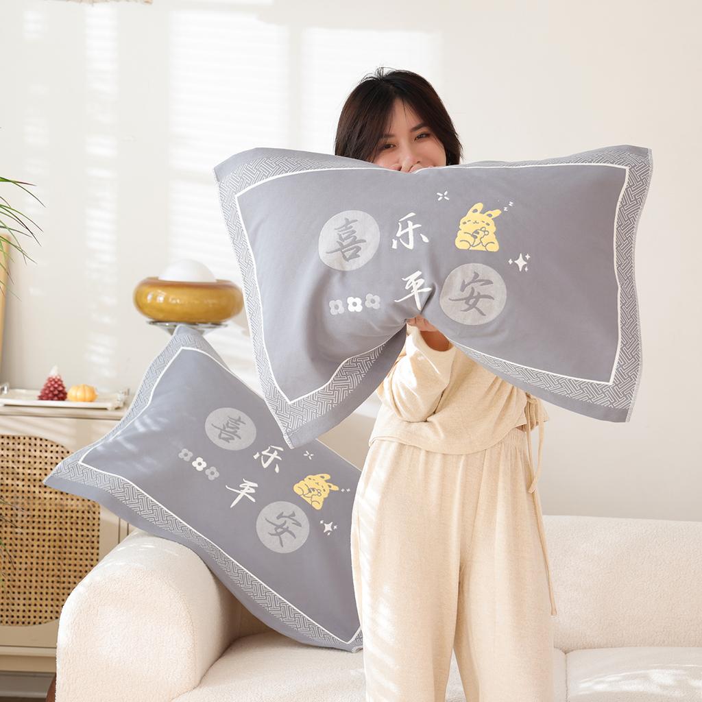 A Pair of Pure Cotton Gauze Pillow Towels, New High-density Soft Adult Cover Towels, Cotton Non-slip and Breathable Household
