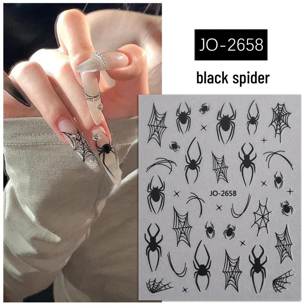 Halloween Red Spider Web Nail Art Stickers – Dark Style Wearable Decorations