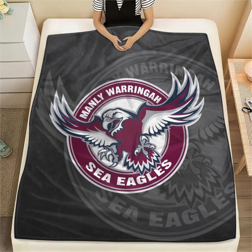 

Manly Warringah Sea Eagles Print Flannel Blanket, High quality Comfortable for All Seasons, Home Decor, Warmth and Comfort 130cm x 150cm