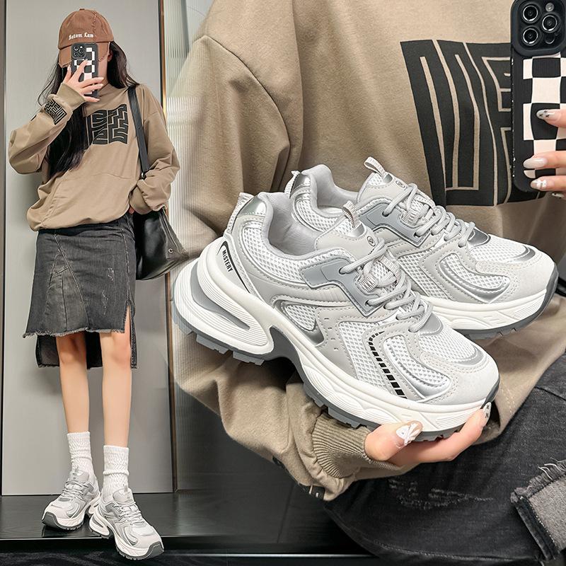 Spring and Summer New Mesh Breathable Sneakers Platform Casual Dad Shoes Board Shoes