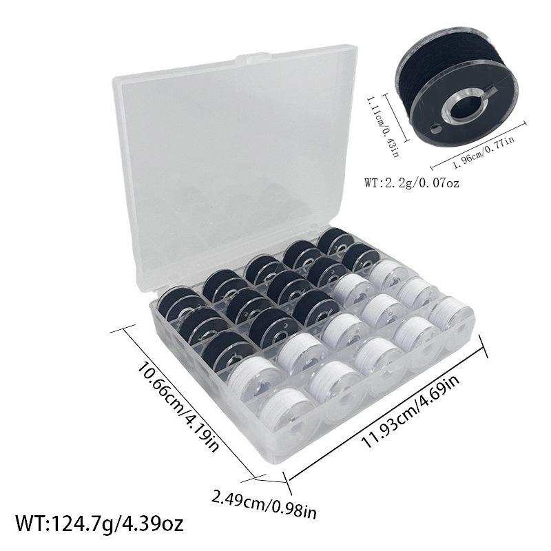 Multi-Specification Household Bobbin Set: Colored Transparent and Metal Bobbins with Thread