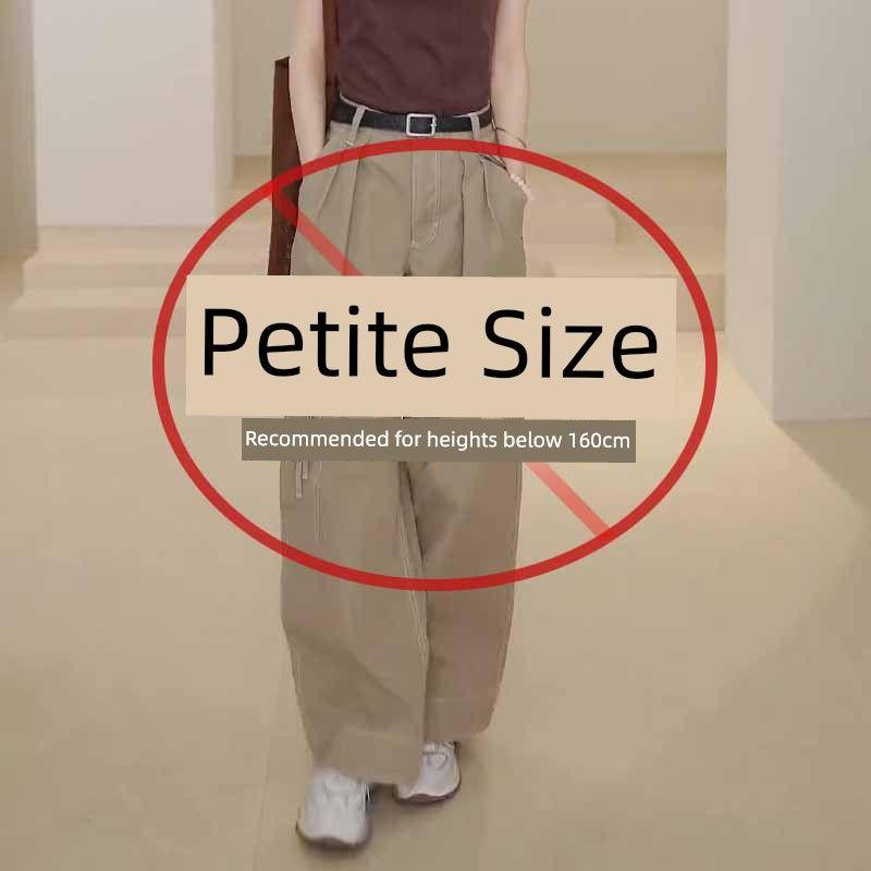 

Khaki American-Style Work Pants for Women, 2026 New Summer Hot-Selling Slim-Fit Loose Casual Wide-Leg Straight Pants Khaki - Petite Size M