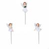 3 Stück geflügeltes florales Ornament-Steckerset für den Außenbereich Harz Engel Pflanzenstecker Süße Dekoration Garten
