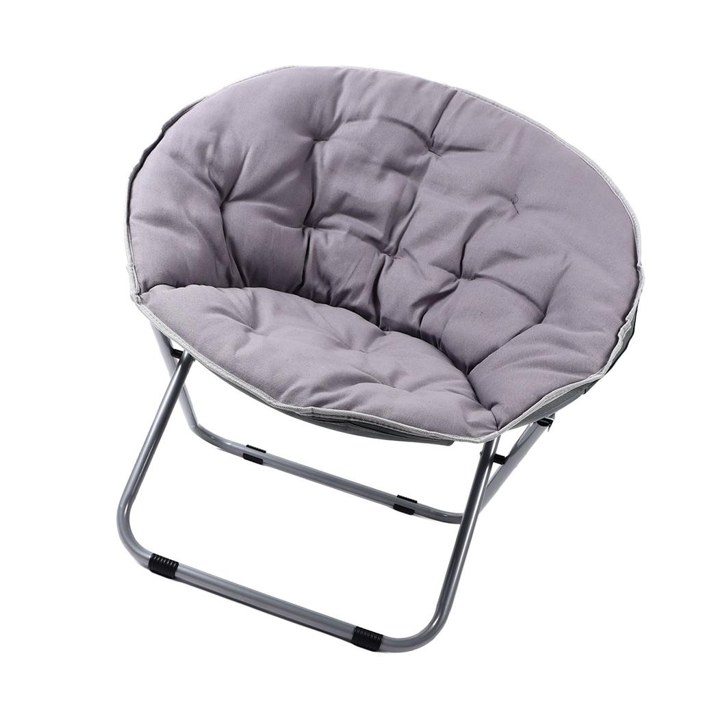 Saucer Chair Metal Frame Gray Comfortable Ergonomics Foldable Cozy Chair for Living Room Gift