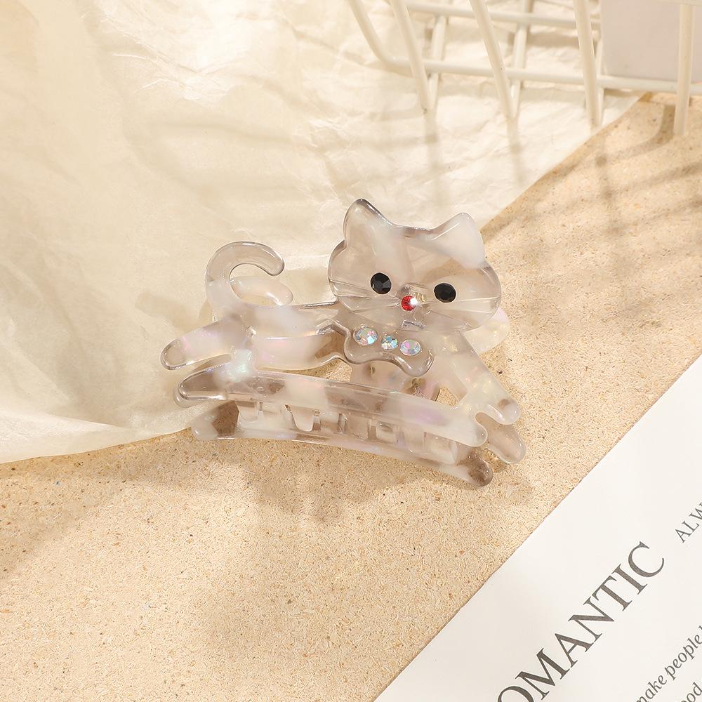 

Versatile Rhinestone Cat & Leopard Print Acetate Hair Claw Clip 5*3*2 прозорий