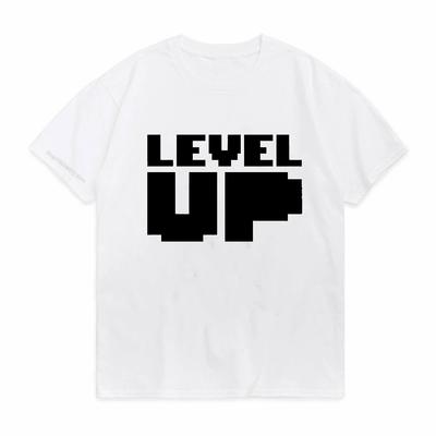 New Mens Level Up Printed TShirt Basic Streetwear Short Sleeve Tshirt Men Women Summer Breathable ShortSleeved ONeck Tees