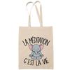 Tote Bag - PLANETEE - Elephant Meditation It's Life - Cotton - Beige - Printed In France