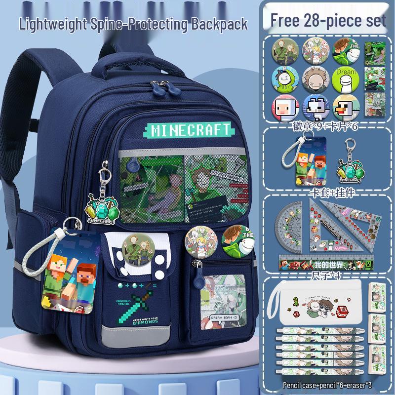 Minecraft School Backpack for Boys, Grades 3-6: Large Capacity, Lightweight, Reduces Burden
