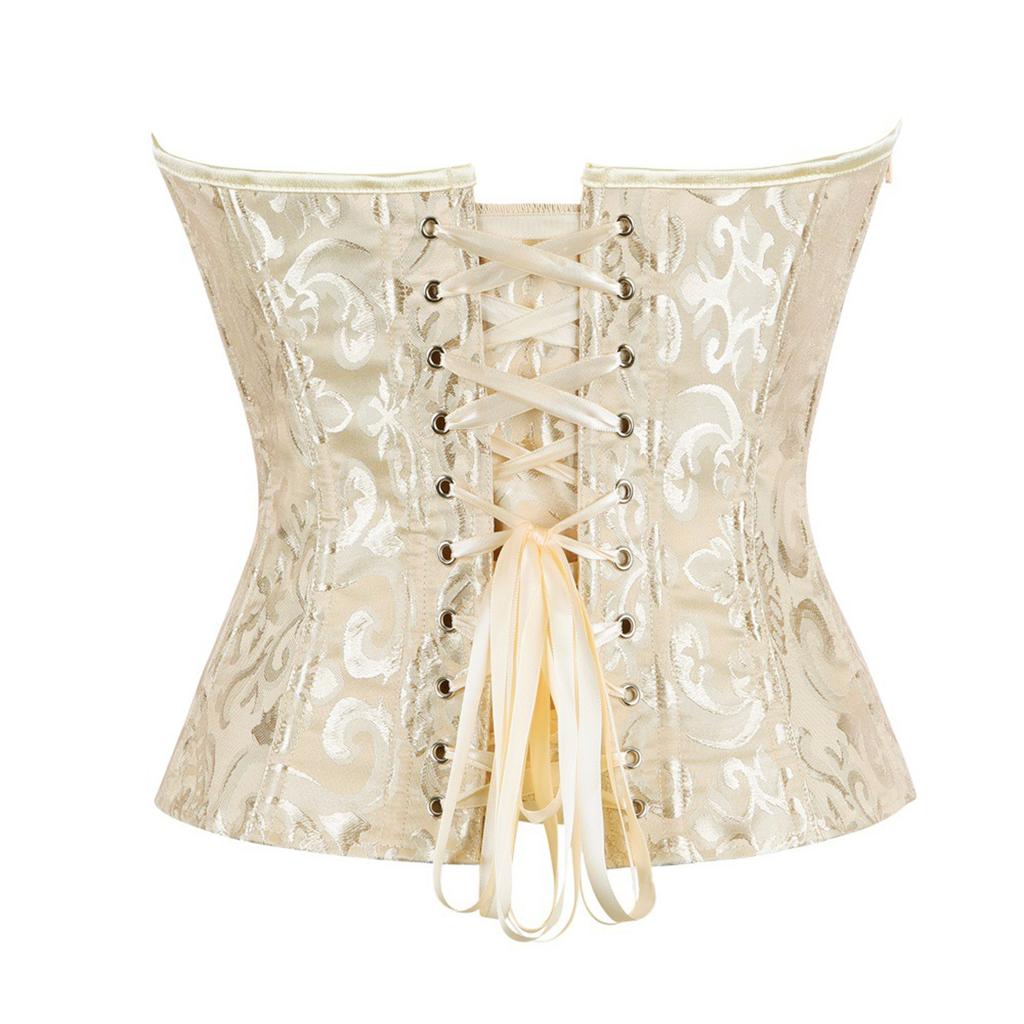 Women's Sexy Vintage Color Underwire Push-up Bustier Shapewear with Zipper and Boning
