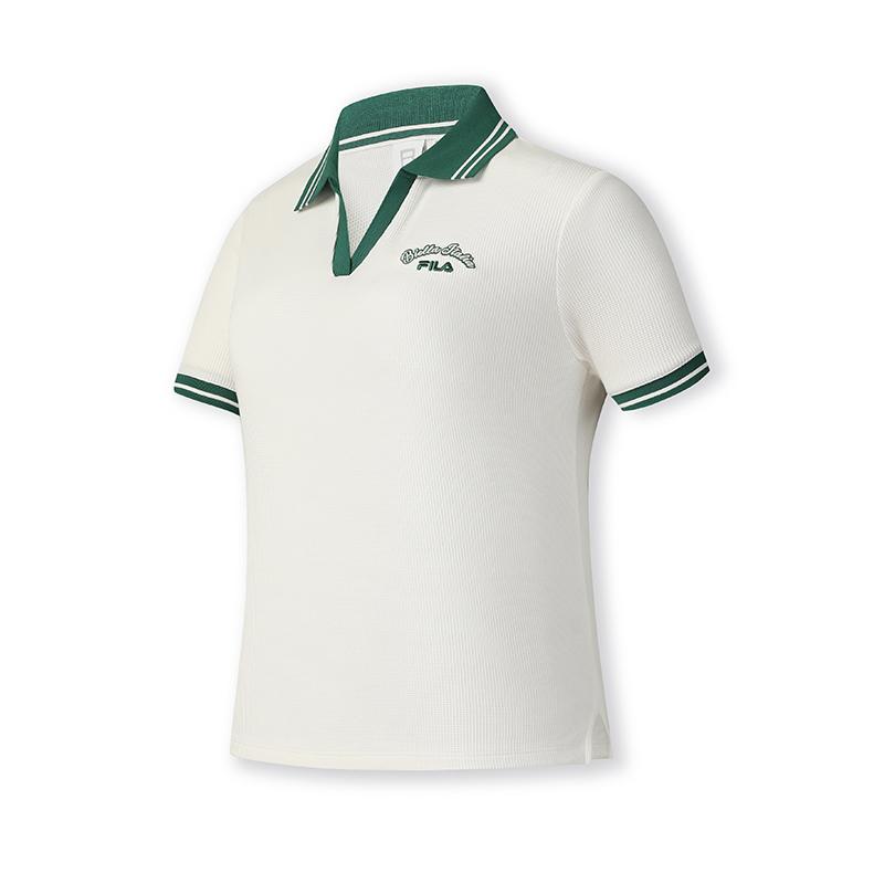 

Fila Теннис Женская Мода Удобная Мягкая Повседневная Спортивная Футболка-поло Женские топы Облачно-белый A51W523101F-WT M