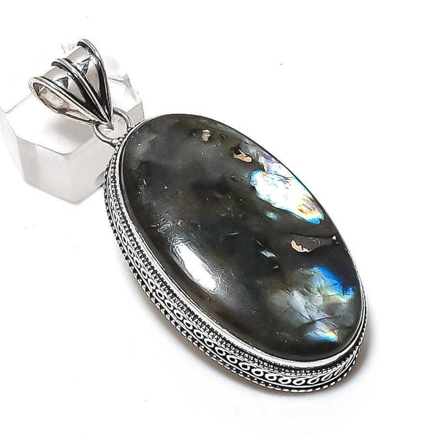 

Natural Labradorite Gemstone 925 Sterling Silver Jewelry Pendant 2.56 P1B79