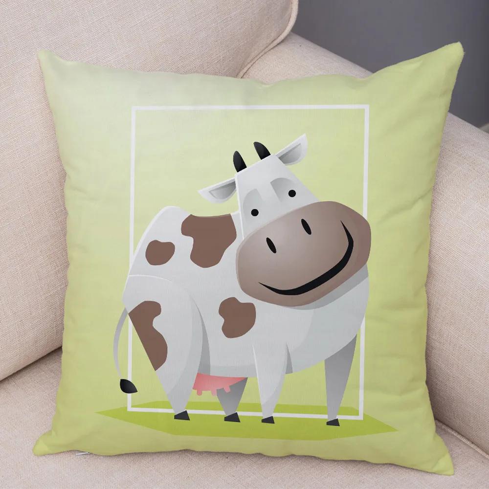 Cute Cartoon Animal Decoration Pillowcase Pig Bear Cow Shark  Sofa Room Cushion Cover Kindergarten Home
