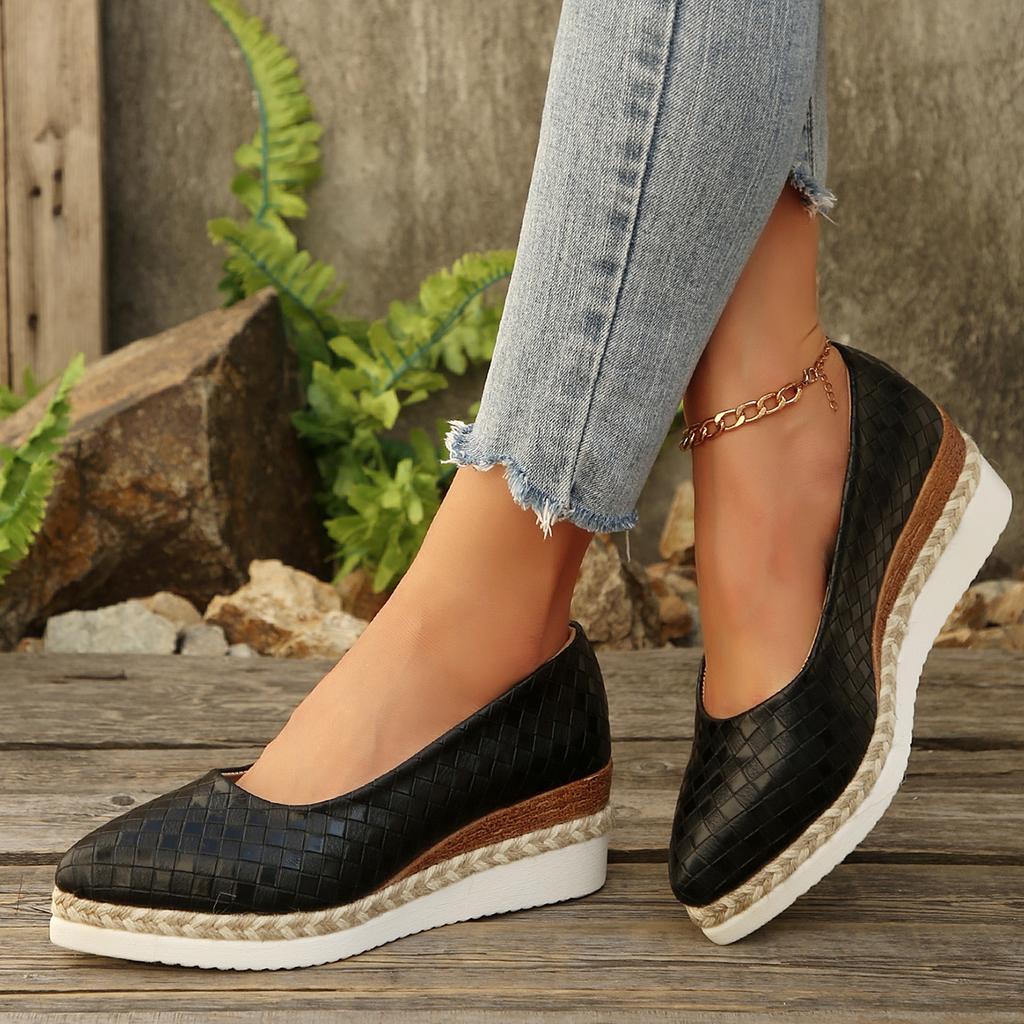 2026 New High Heels Pointed Toe Comfortable High-Heeled Shoes Ladies Shallow Mouth Lace-Up Clogs Wedge Platform Women Sneakers