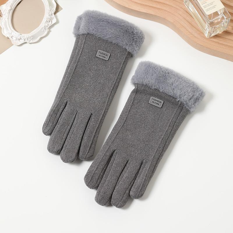 

Жіночі зимові товсті плюшеві рукавички Модні теплі замшеві рукавички для водіння на відкритому повітрі Guantes Lady Сенсорний екран Водійські рукавички Спортивні велосипедні рукавиці сірий колір