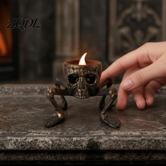 Halloween Theme Light Pumpkin Night Light, LED Spooky Skeleton Desk Lamp, Electric Candle for Holiday Party Home Office Decoration Holida Lamp