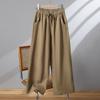 Summer Wide-leg Pants for Women's Zen Suits, High Waist Drooping, Nine-point Pants, Large Size Tai Chi Pants, Drawstring Straight Casual Pants