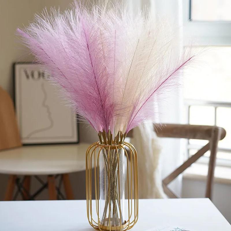 Simulated Reed Pampas Grass Artificial Plant Colorful Feather Decoration For Wedding Banquet Arrangement Shop Store Decor Props