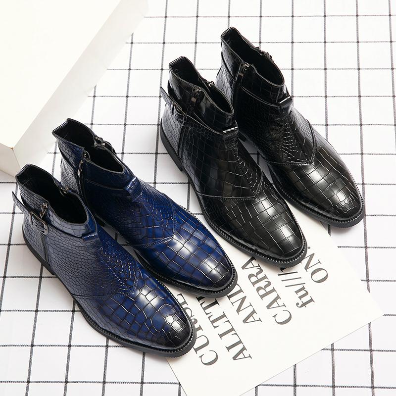 Mode Stora Storlekar Herrstövlar Business Chelsea Läderstövlar Herr Casual Bekväma Andningsbara Trendiga Dragkedjestövlar Träningsstövlar