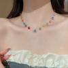 Collarbone Chain Colorful Necklace Rainbow Beach Necklace Fashion Bead Necklace  Women