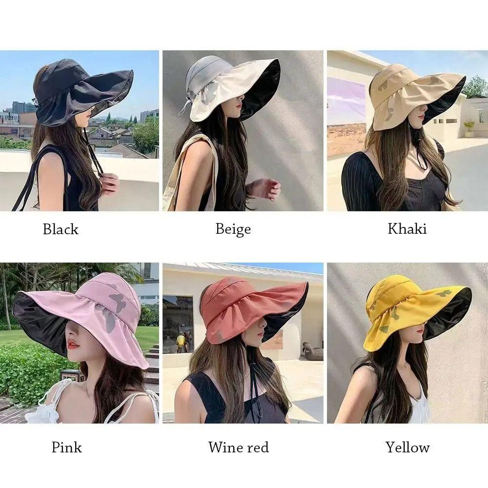 Empty Top Large Visor Sun Hat Foldable Sunscreen Bucket Hat Fashion Summer Sun Cap  Travel