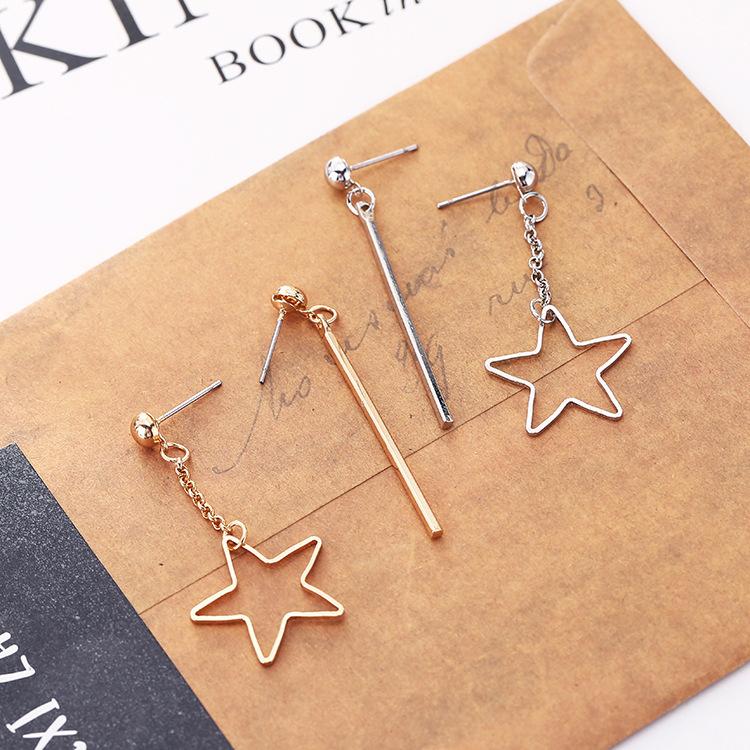 Korean Version of Geometric Elements, Star Hollow Shape AB Earrings, Stud Earrings, Earclips, Fake Stud Earrings, Long Earrings.
